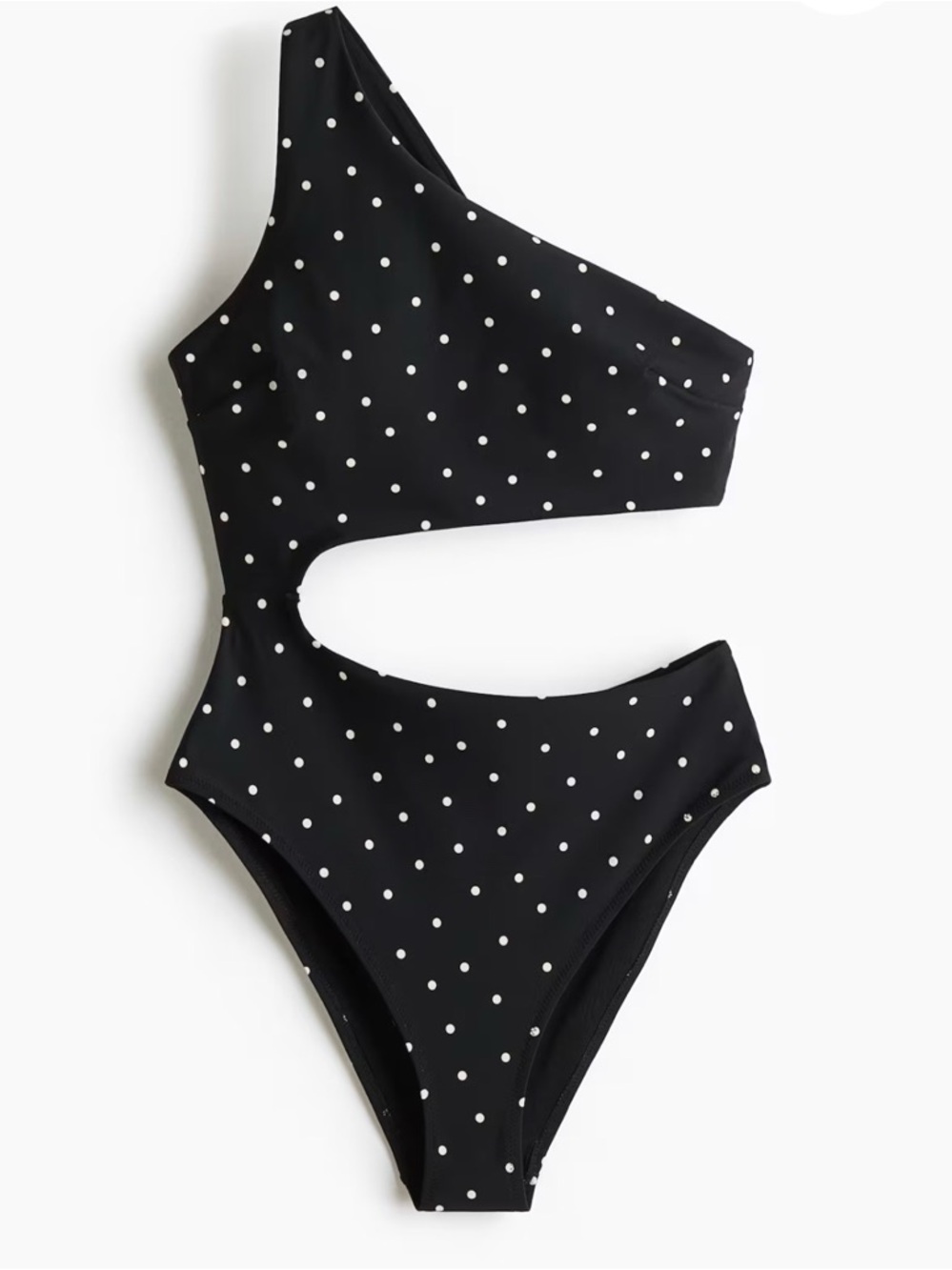 H&M, Polka Dot PADDED-CUP ONE-SHOULDER SWIMSUIT, Size XS